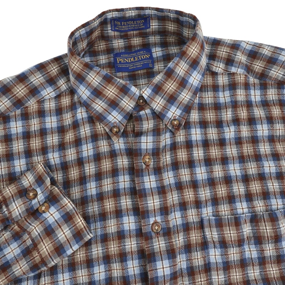 Sir Pendleton Woolen Mills Plaid Button Down Shirt Women's‎ Large Worsted Wool